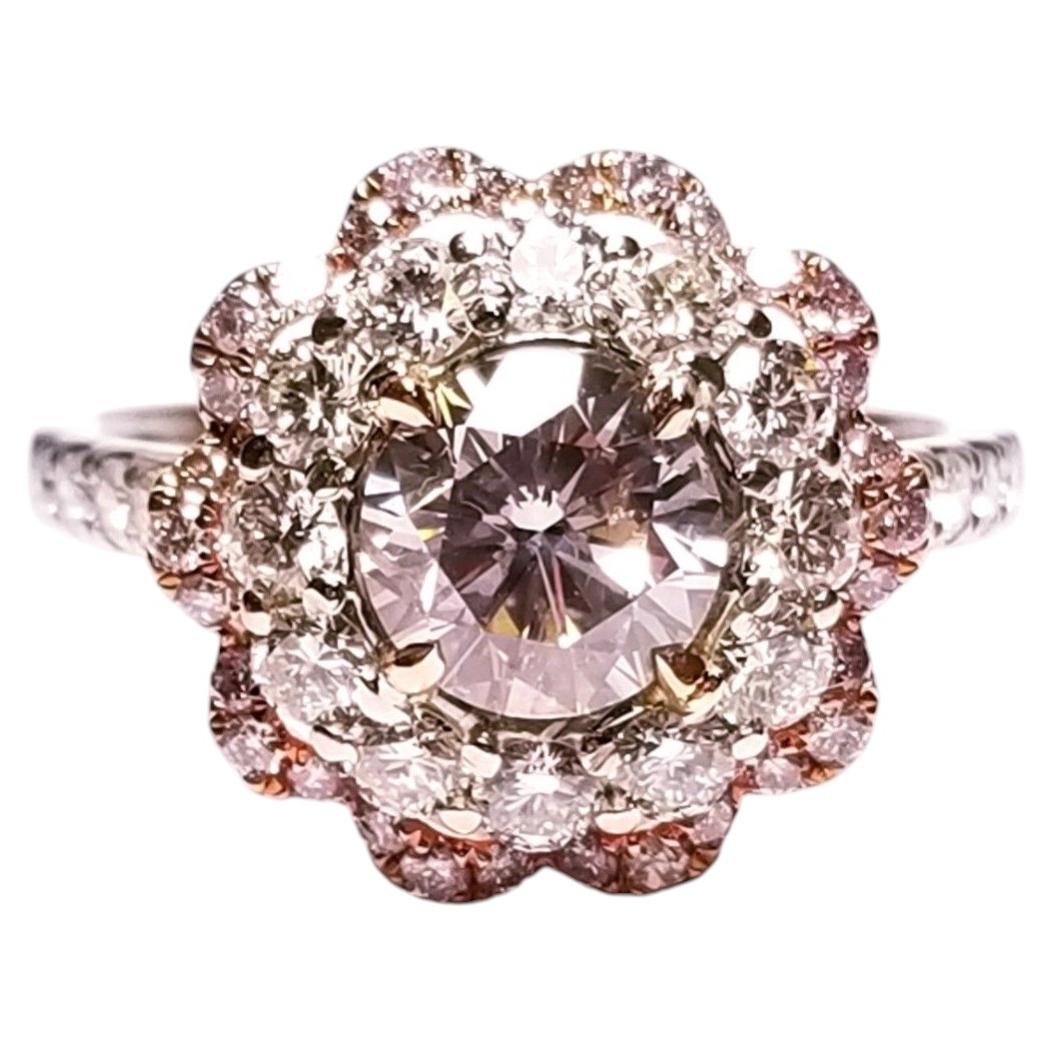 2.35ct Natural Fancy Light Pink Diamond Engagement Ring GIA 18K White Gold Round