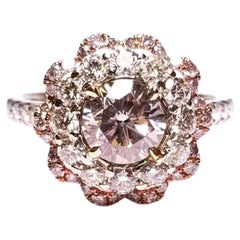 2.35ct Natural Fancy Light Pink Diamond Engagement Ring GIA 18K White Gold Round