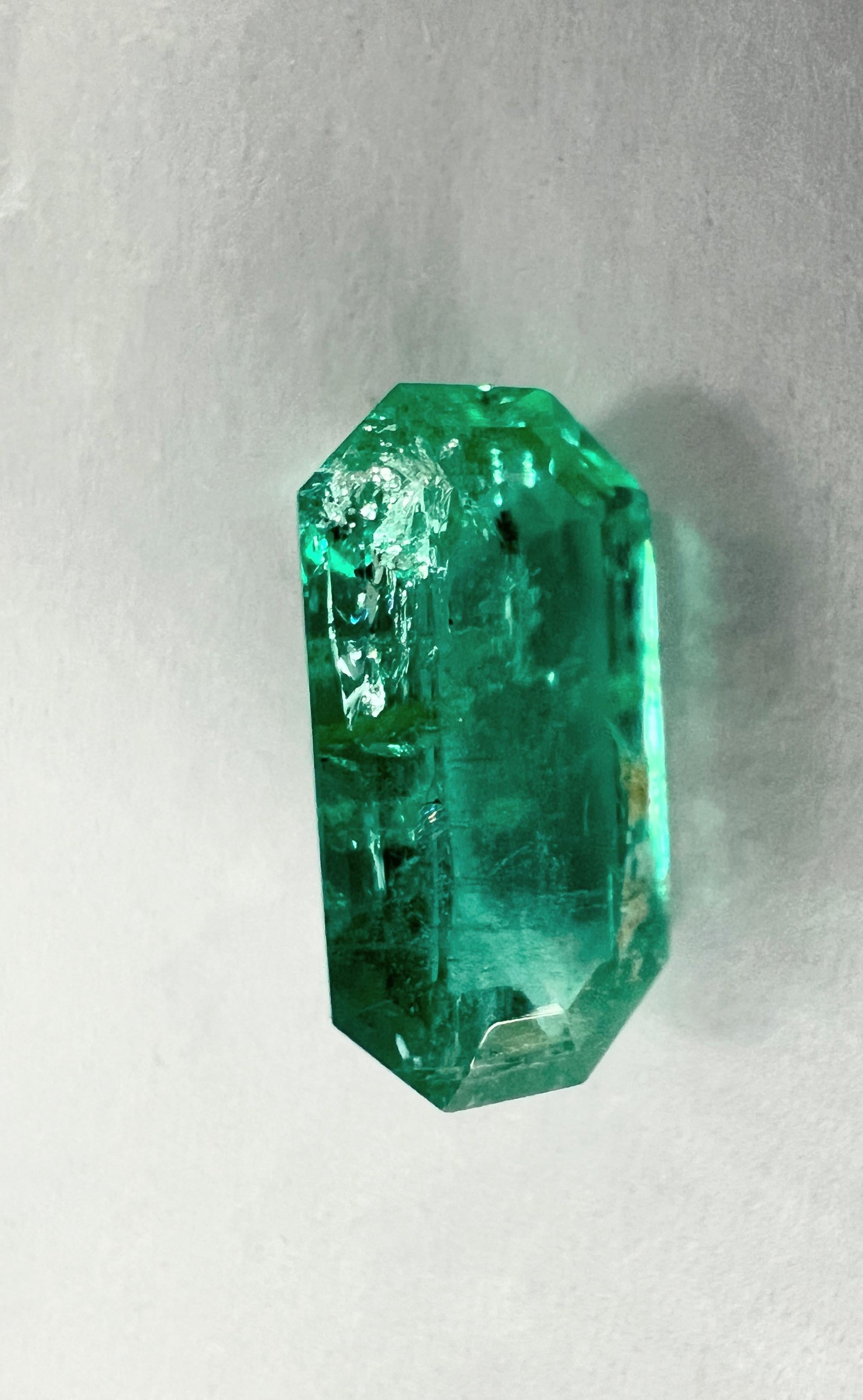 2.35ct NON-OILED Rectangular cut NATURAL EMERALD Gemstone NO RESERVE For Sale 5