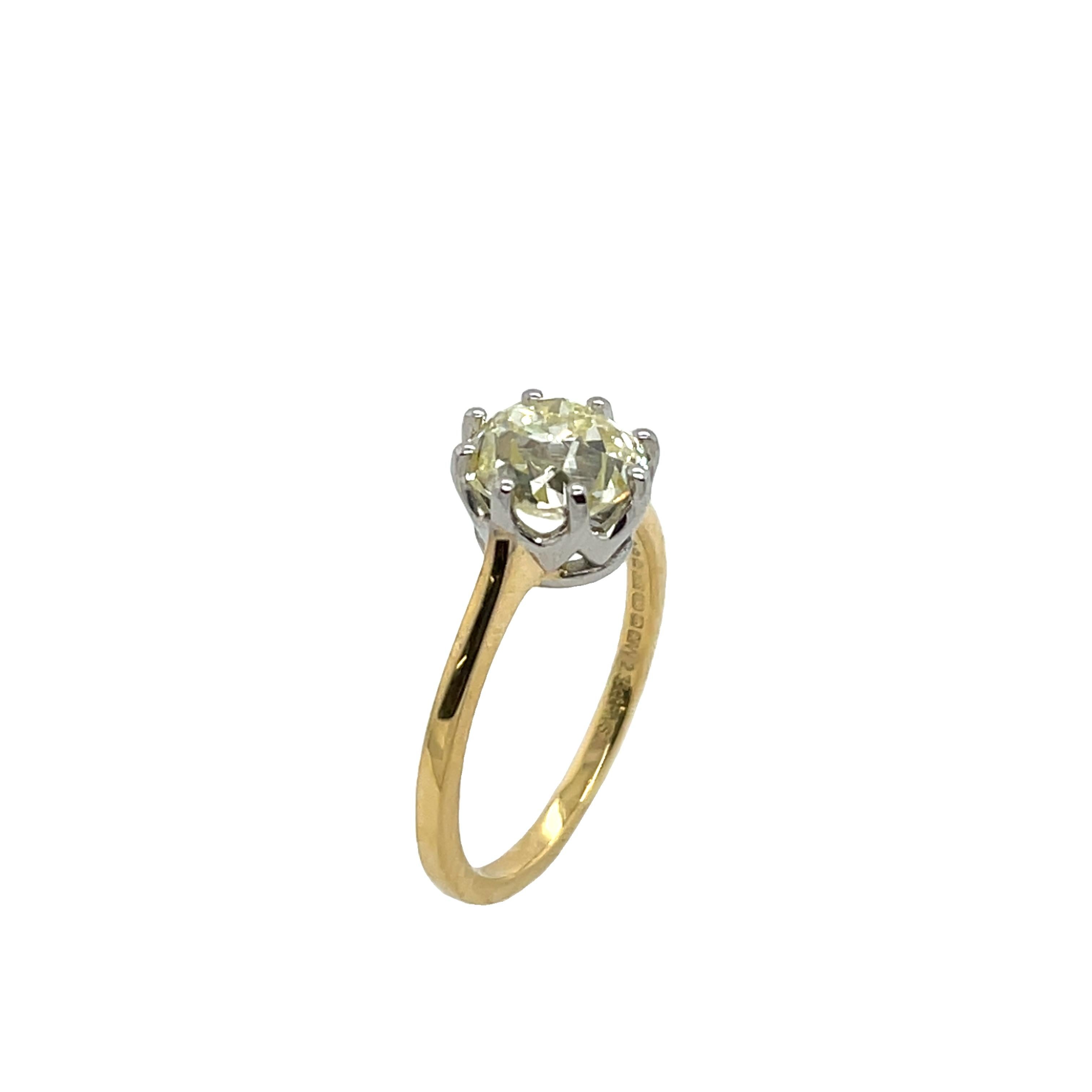Bague en or 18ct avec diamant naturel de couleur jaune de 2,35 ct de taille ancienne Neuf - En vente à London, GB