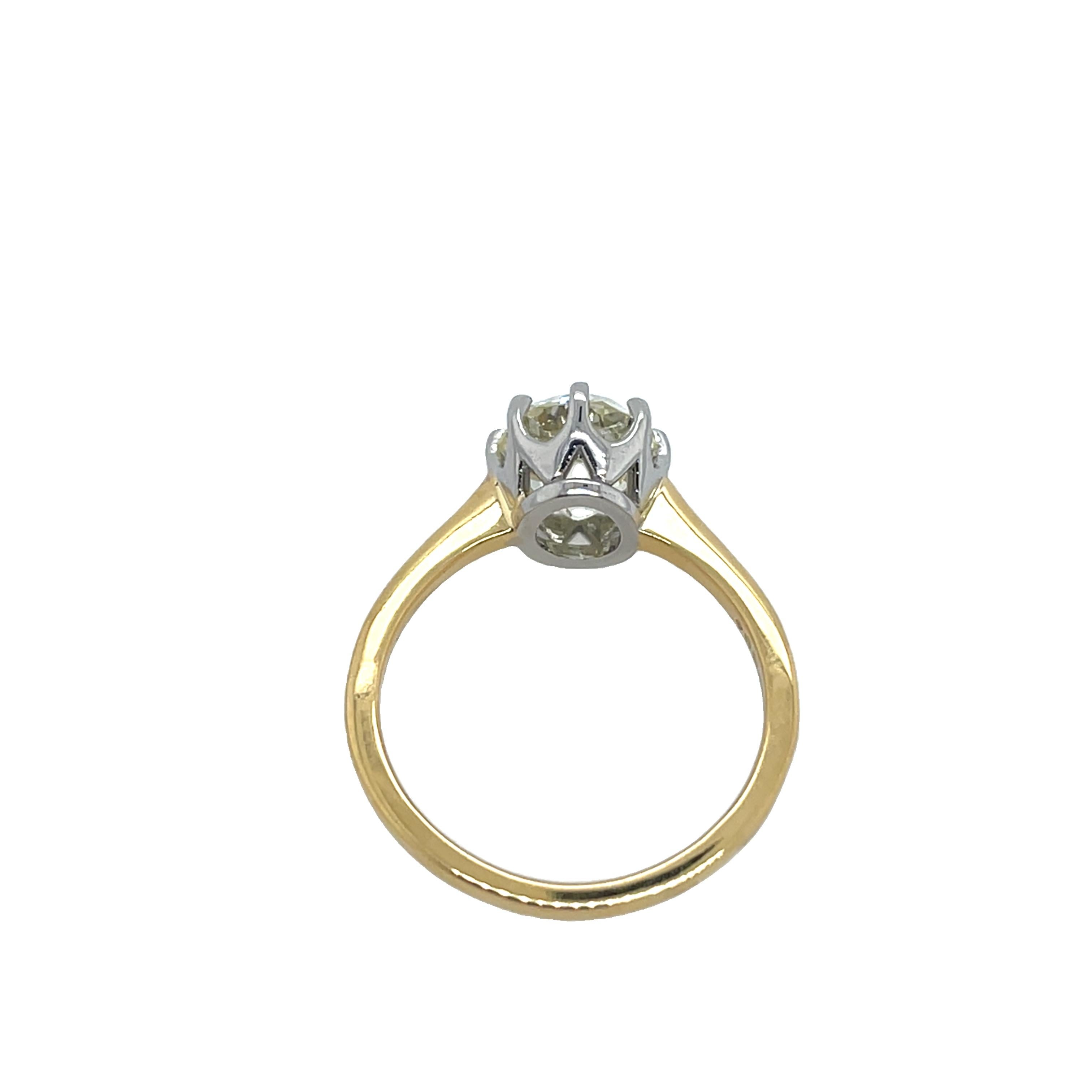 Bague en or 18ct avec diamant naturel de couleur jaune de 2,35 ct de taille ancienne en vente 1