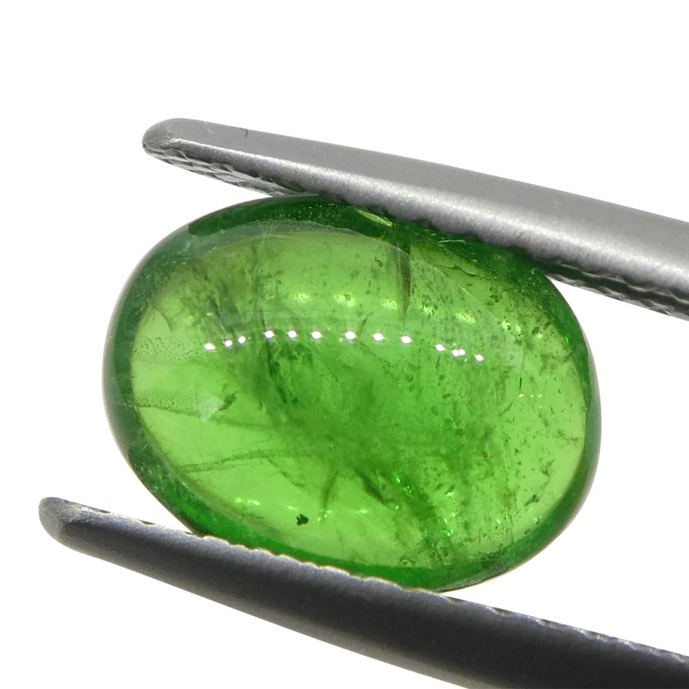 2.35 Karat ovaler Cabochon Grüner Tsavorit Granat aus Kenia, unerhitzt im Angebot 7