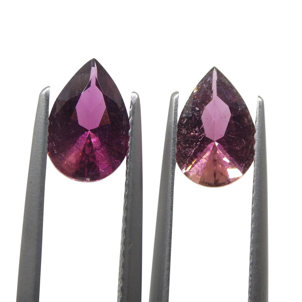 Brilliant Cut 2.35ct Pair Pear Pink Tourmaline from Brazil For Sale