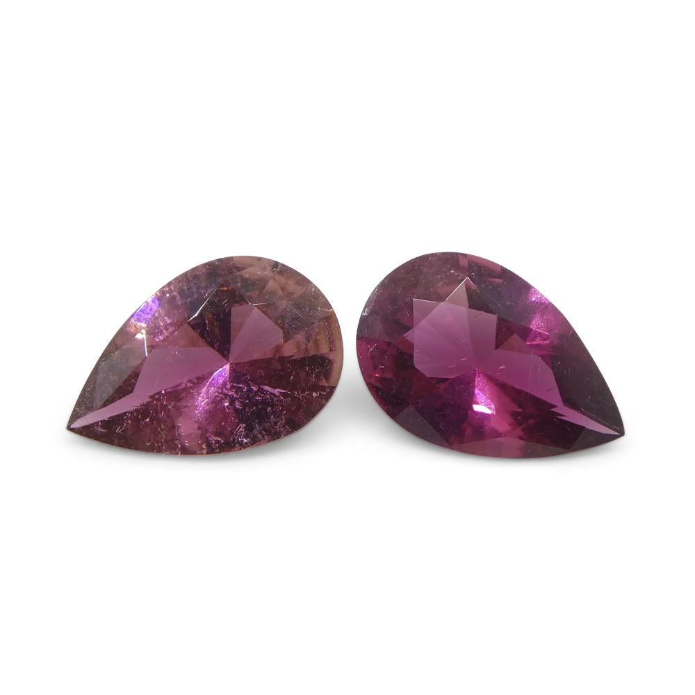 2.35ct Pair Pear Pink Tourmaline from Brazil In New Condition For Sale In Toronto, Ontario