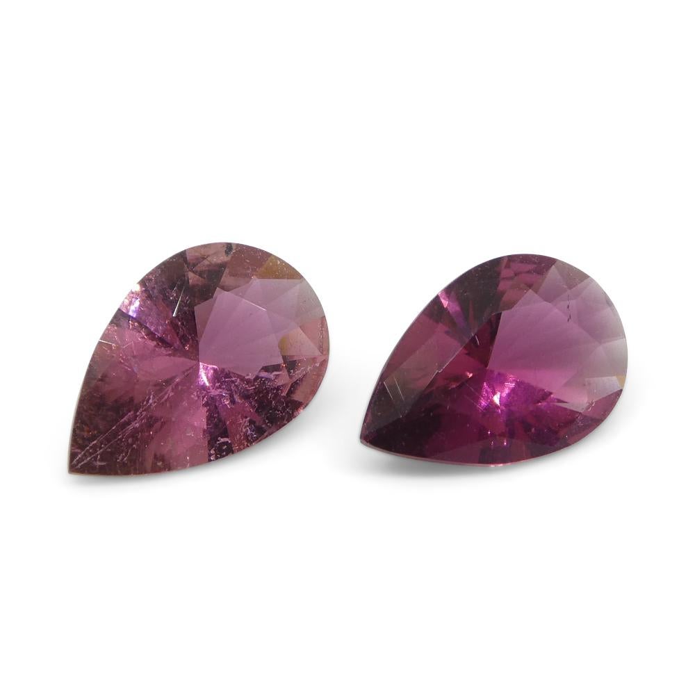 Women's or Men's 2.35ct Pair Pear Pink Tourmaline from Brazil For Sale