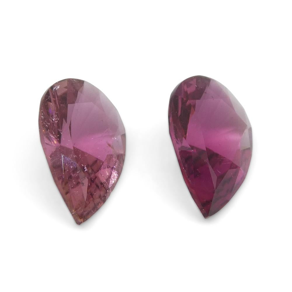 2.35ct Pair Pear Pink Tourmaline from Brazil For Sale 1