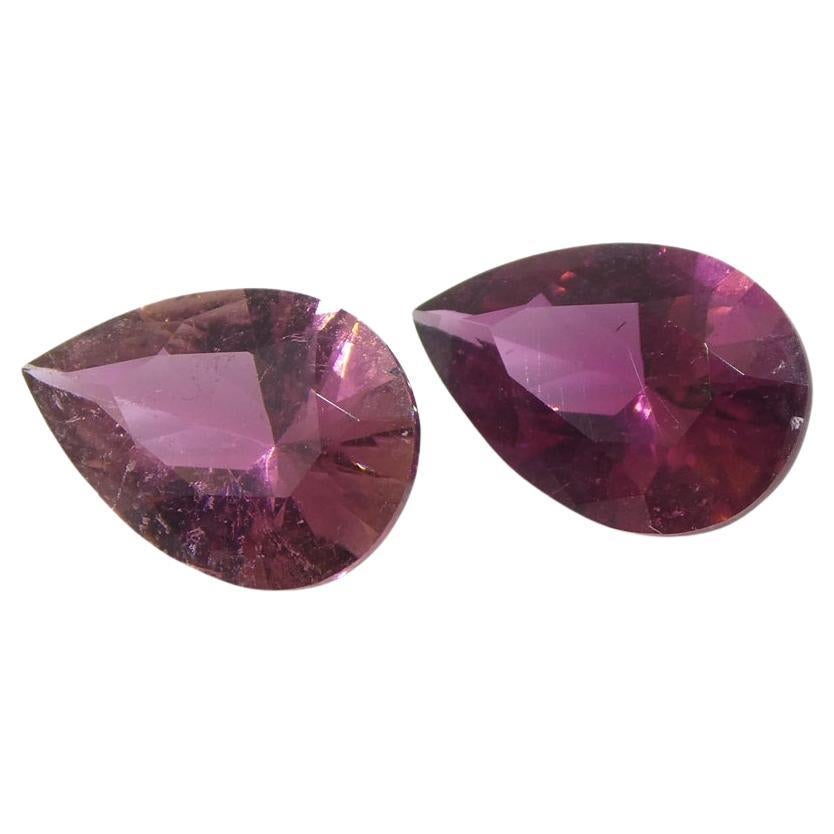 2.35ct Pair Pear Pink Tourmaline from Brazil For Sale