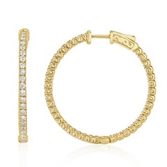2.35ct Round Brilliant Cut Diamond Hoop Earrings in 14k Yellow Gold