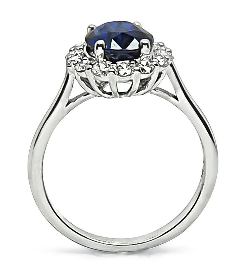 Anillo de compromiso halo de zafiro de 2,35 ct y diamante de 0,70 ct en Bueno estado para la venta en New York, NY
