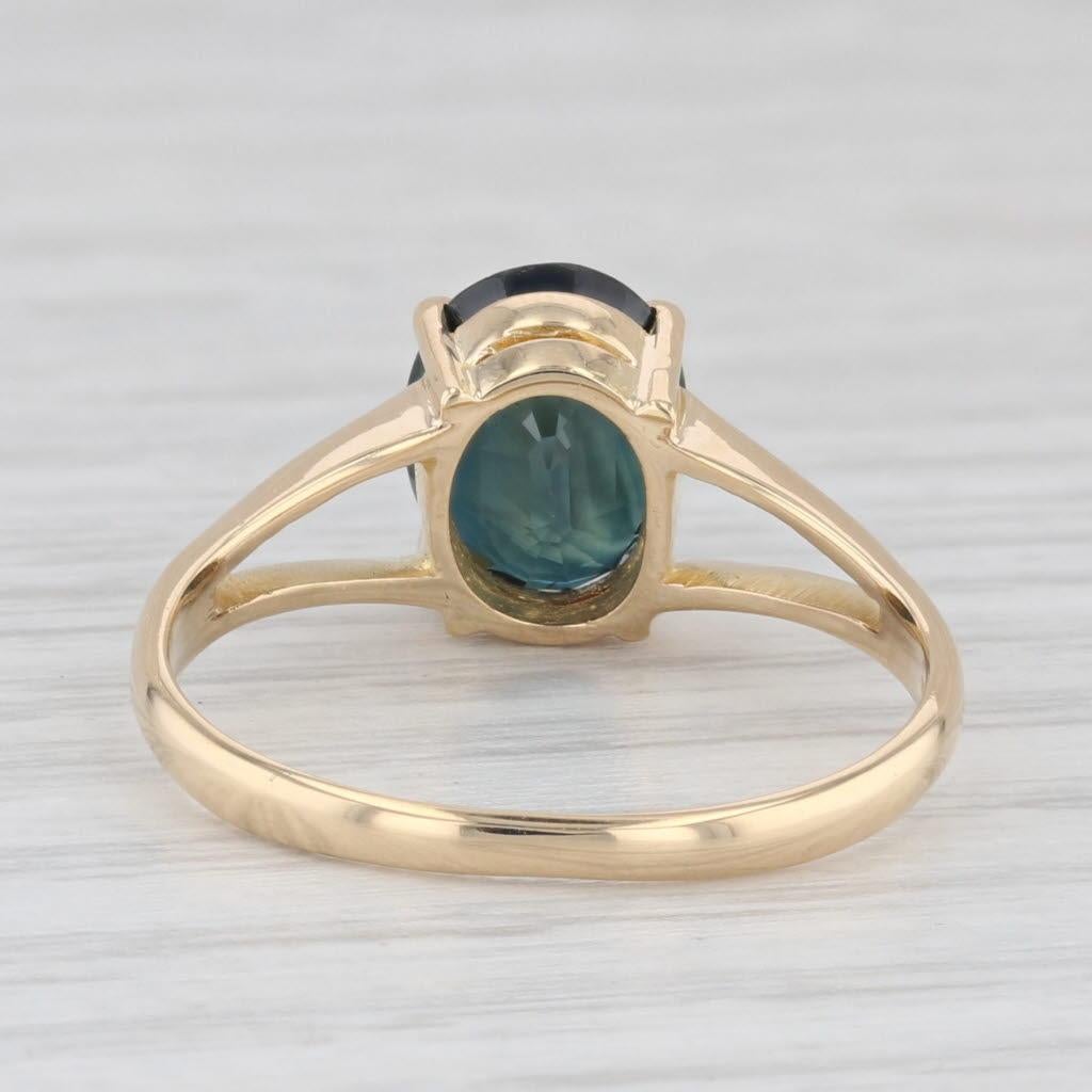 Taille ovale Bague de fiançailles solitaire en or jaune 18 carats avec saphir bleu de 2,35 carats, taille 7,75 en vente