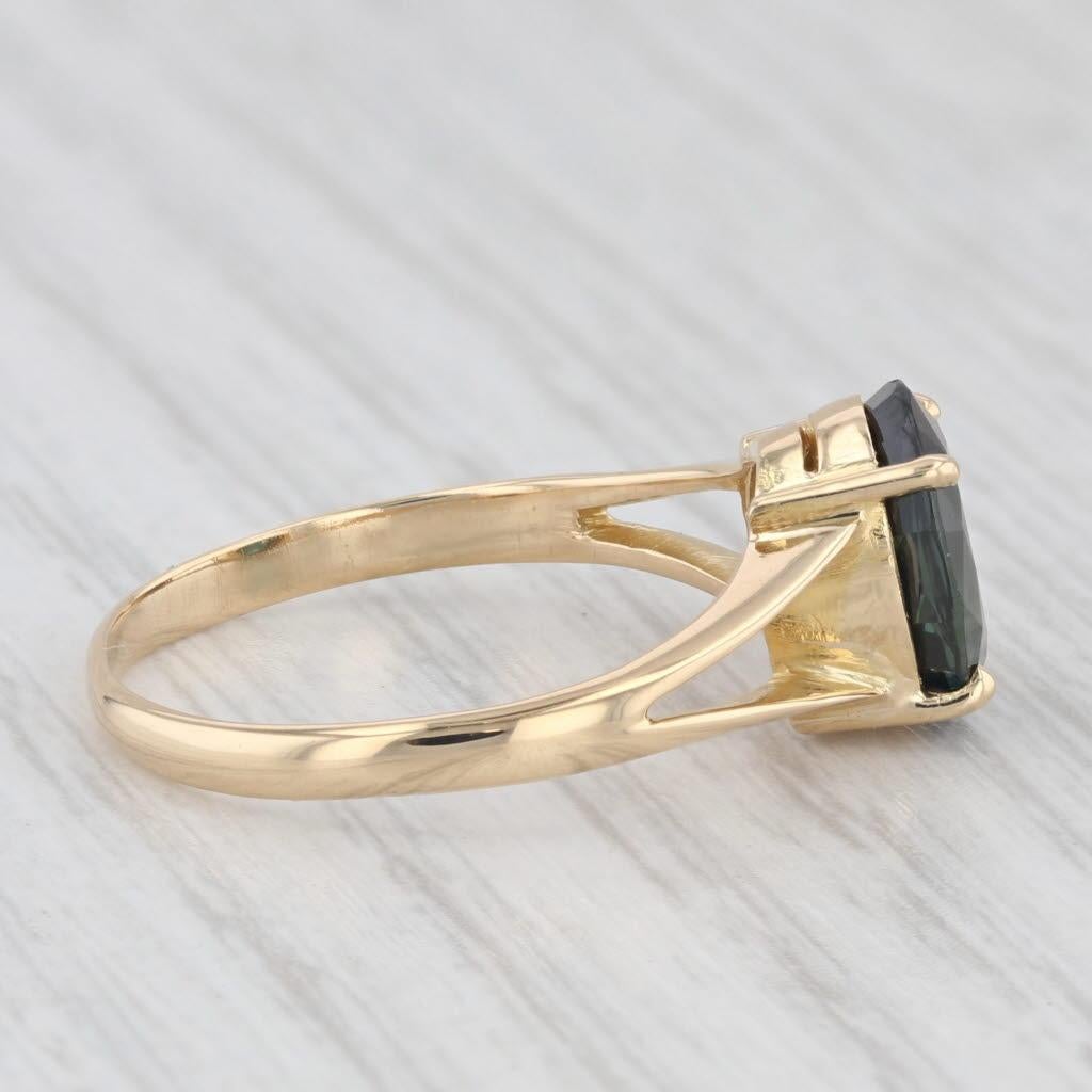 Bague de fiançailles solitaire en or jaune 18 carats avec saphir bleu de 2,35 carats, taille 7,75 Unisexe en vente