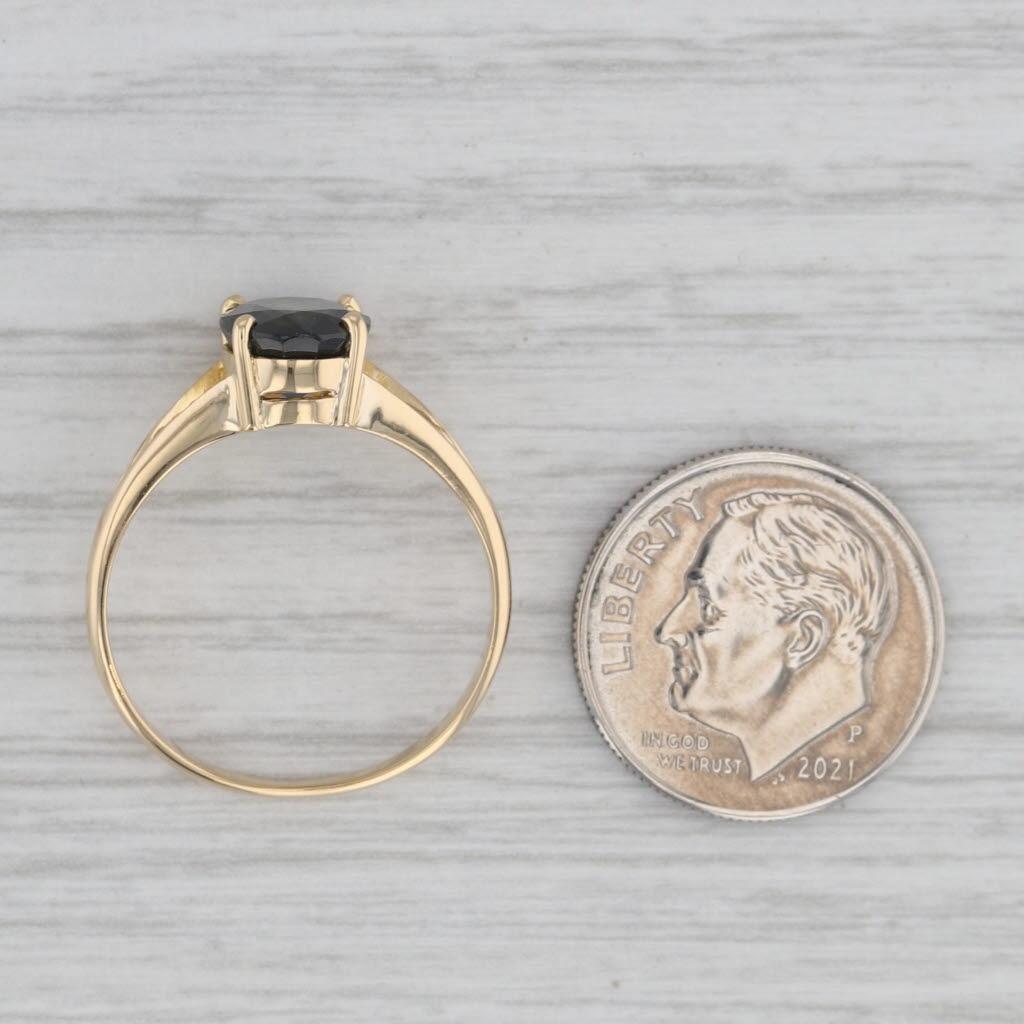 Bague de fiançailles solitaire en or jaune 18 carats avec saphir bleu de 2,35 carats, taille 7,75 en vente 3