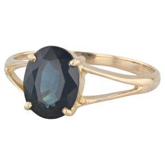 Anello solitario con zaffiro blu da 2,35 carati in oro giallo 18 carati Misura di fidanzamento 7,75