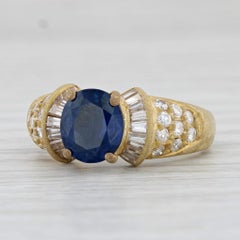 2.35ctw Oval Blue Sapphire Diamond Ring 18k Yellow Gold Size 5.25 GIA Engagement