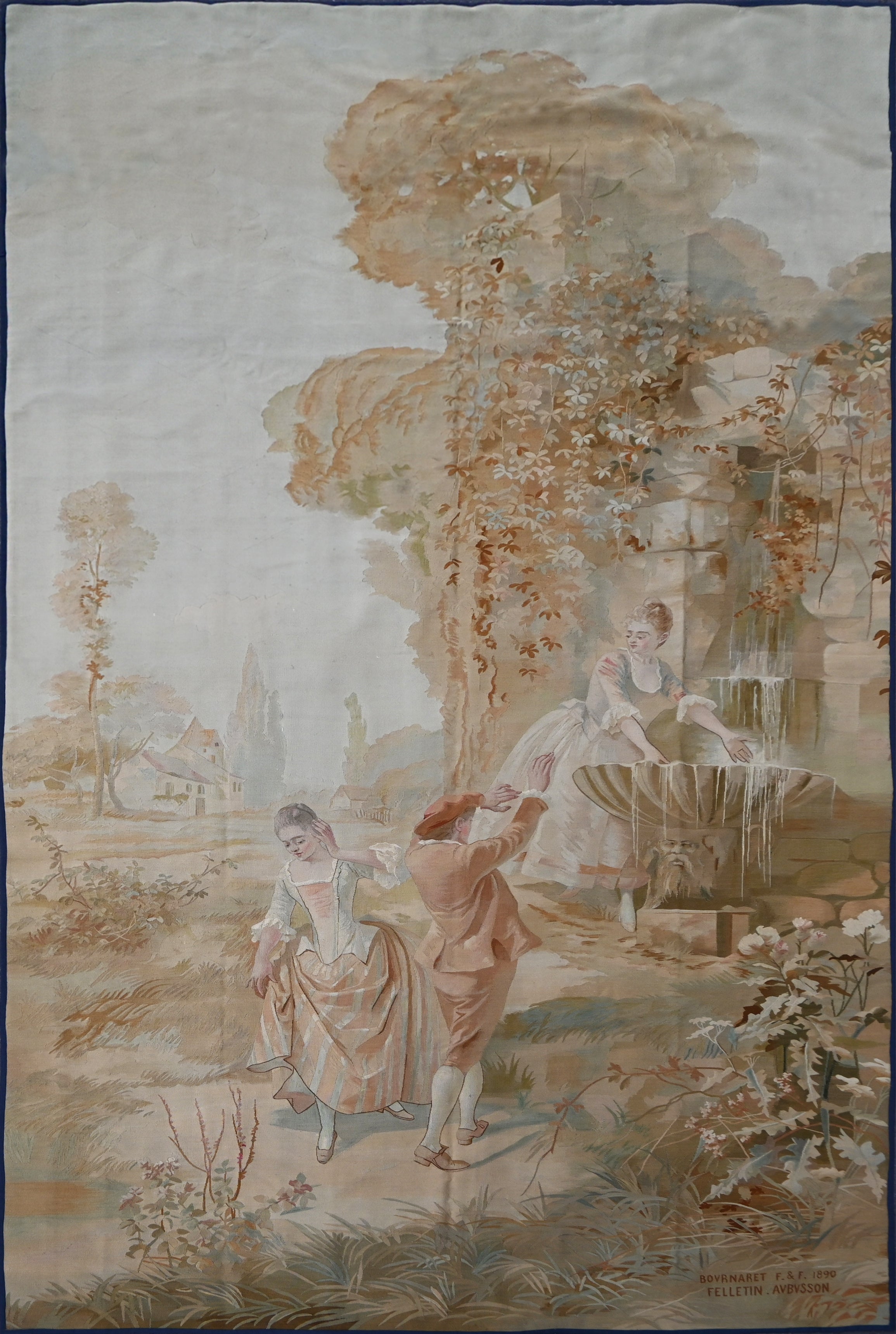 236 - 19. Jahrhundert Wandteppich aus der Felletin-Manufaktur Signiert im Angebot