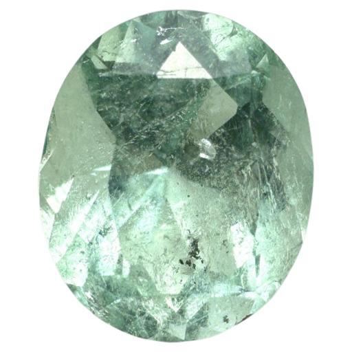 Esmeralda Colombiana Verde Espuma de Mar Gruesa de 2,36 Quilates - Piedra de Nacimiento de Mayo de Talla Ovalada en venta
