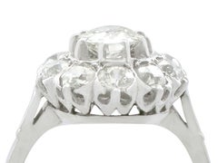 1920s Antique 2.36 Carat Diamond and Platinum Cluster Ring