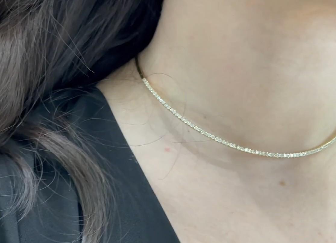 2.36 Carat Diamond Collar Necklace 18K Yellow Gold, Adjustable Length For Sale 4
