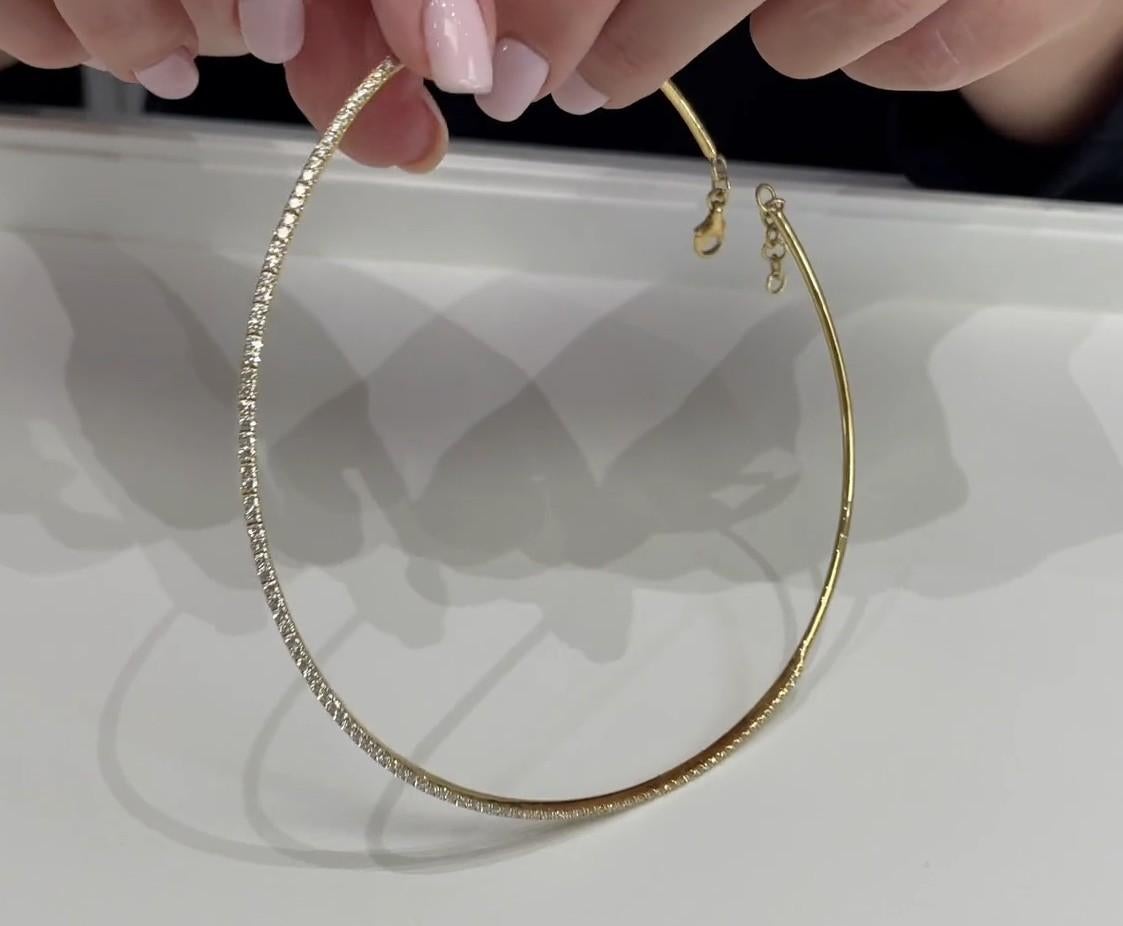2.36 Carat Diamond Collar Necklace 18K Yellow Gold, Adjustable Length For Sale 2