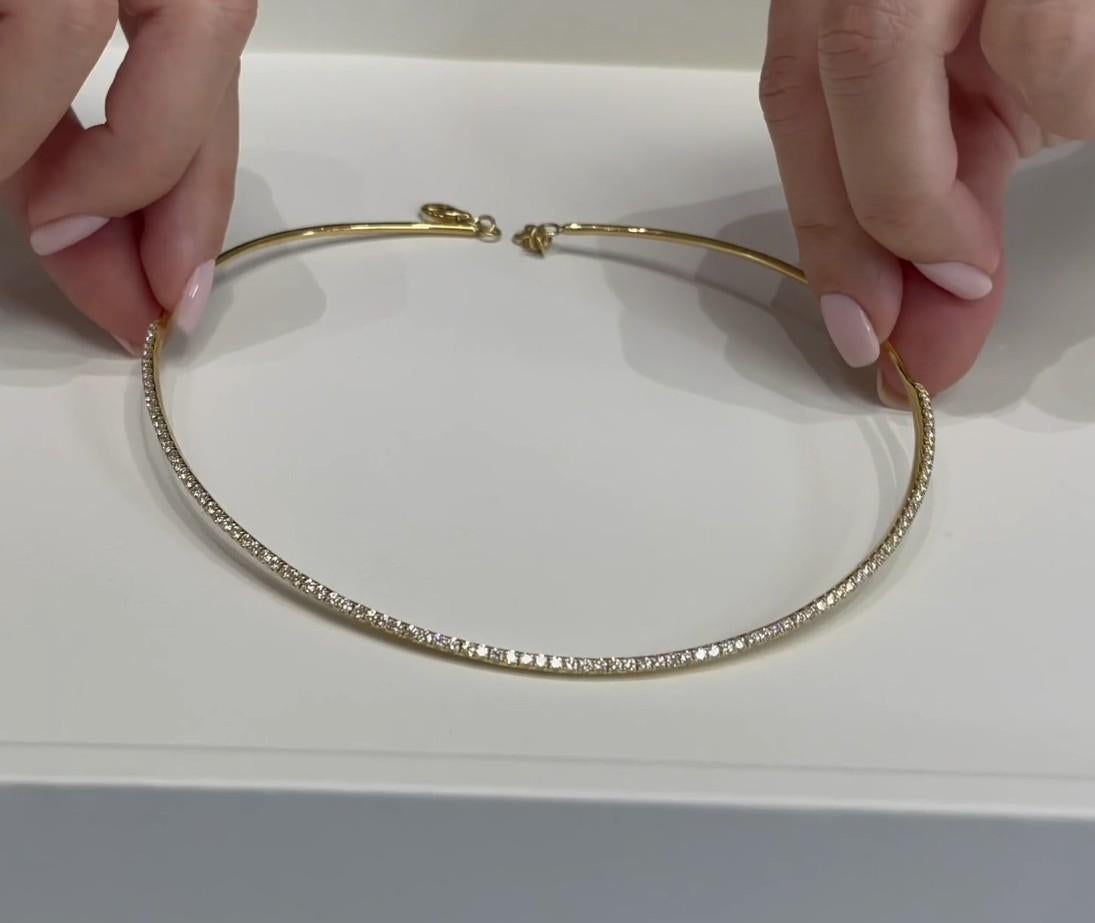 2.36 Carat Diamond Collar Necklace 18K Yellow Gold, Adjustable Length For Sale 3