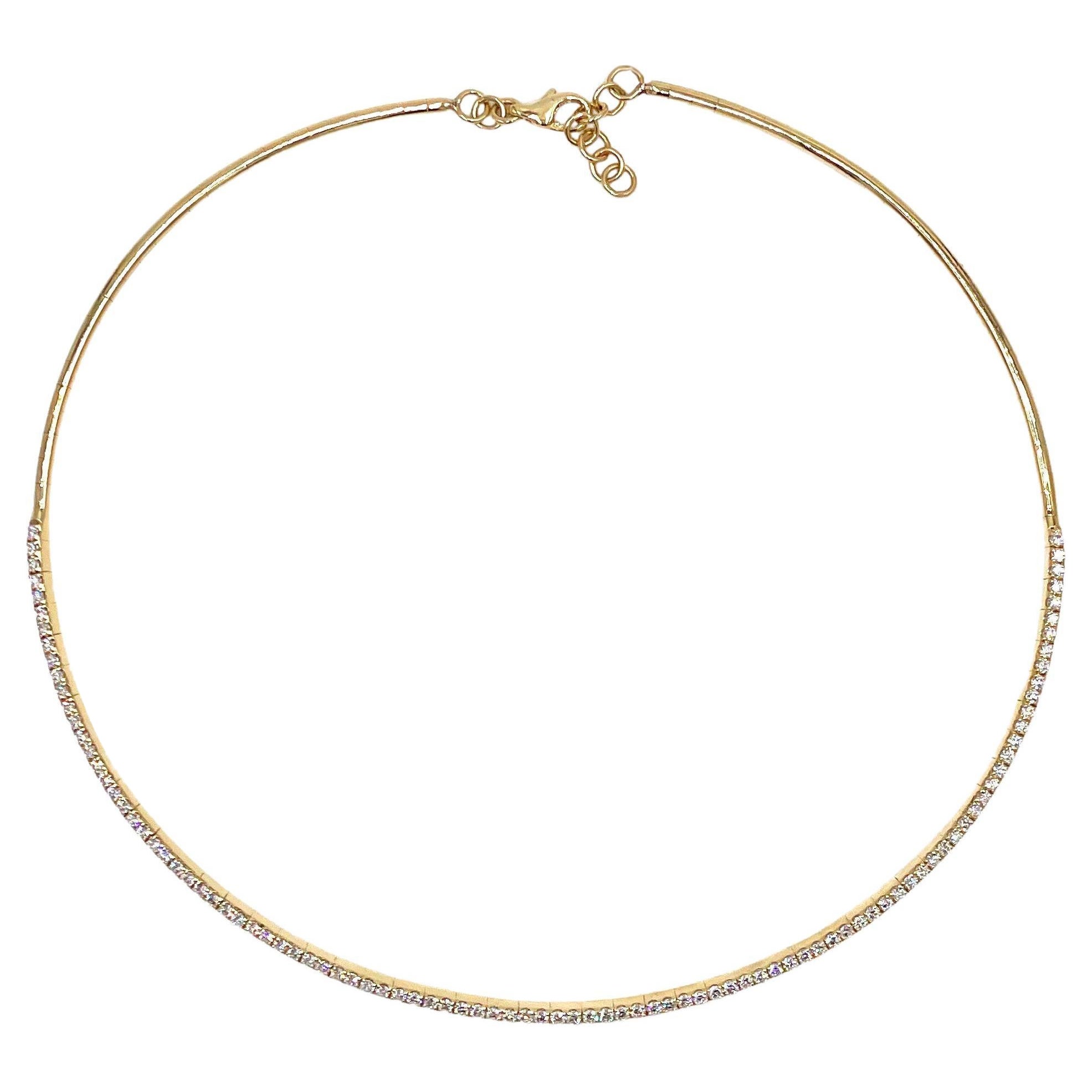 2,36 Karat Diamant-Halskette aus 18K Gelbgold, verstellbare Länge