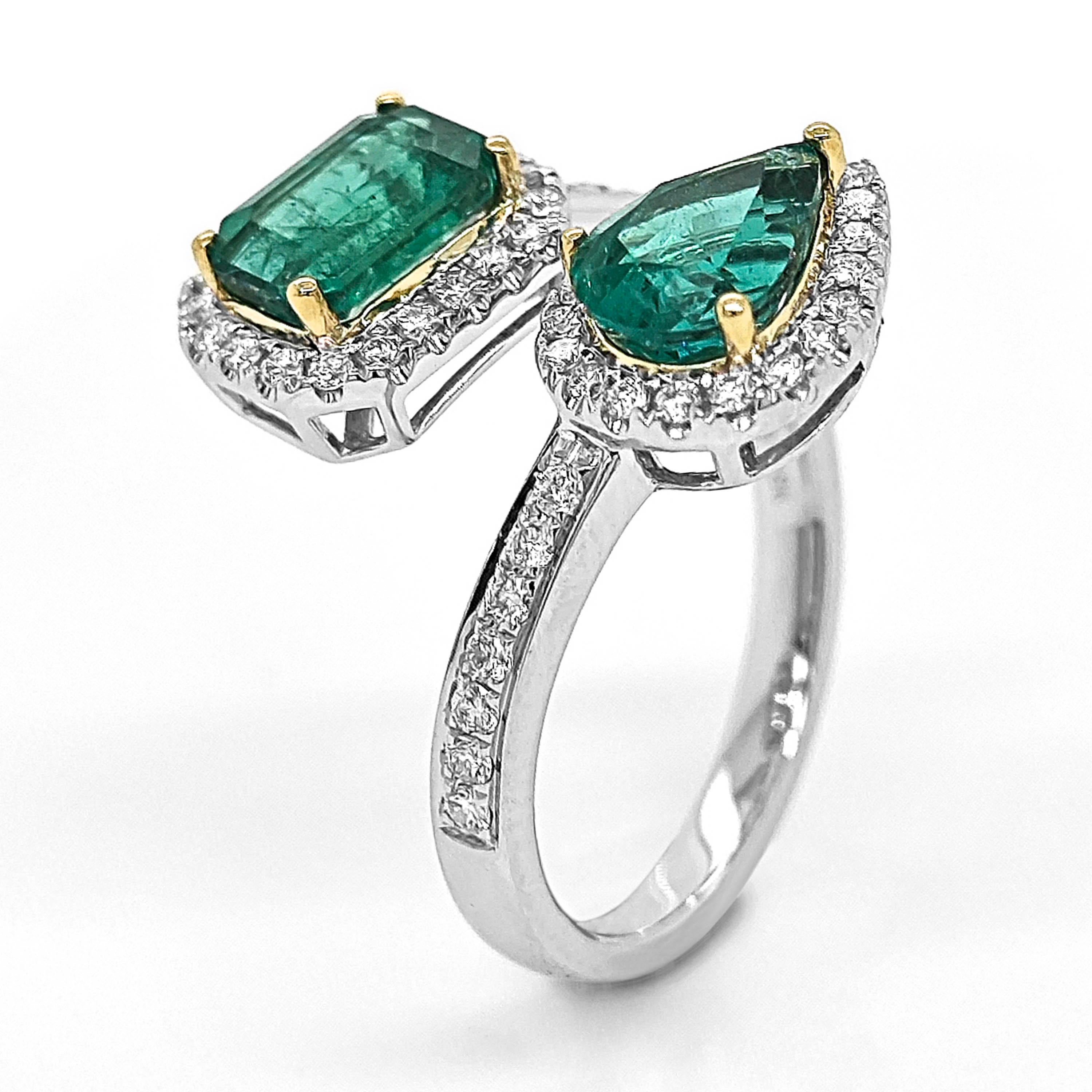 2.36 Carat Emerald and White Diamond White Gold Ring In New Condition For Sale In New York, NY