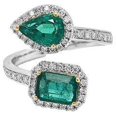2.36 Carat Emerald and White Diamond White Gold Ring