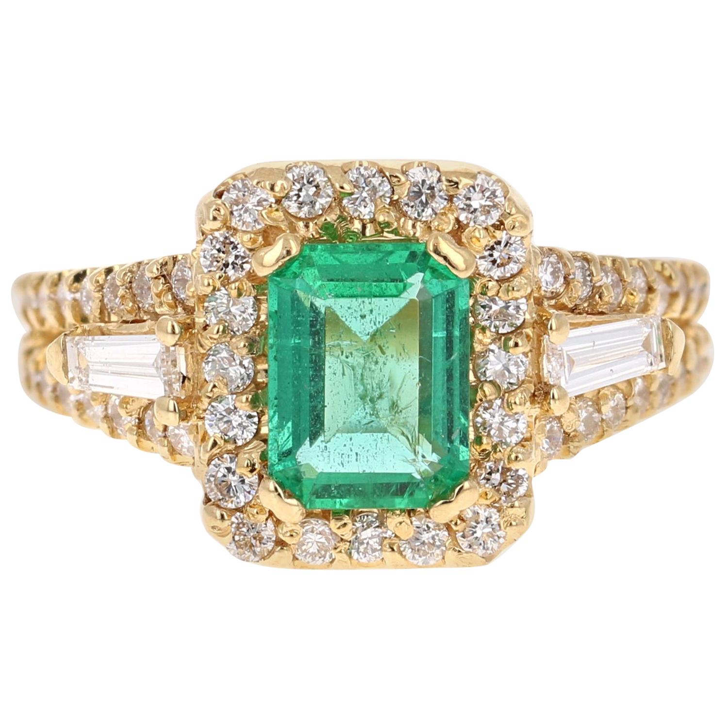 2.36 Carat Emerald Diamond 18 Karat Yellow Gold Engagement Ring GIA Certified 