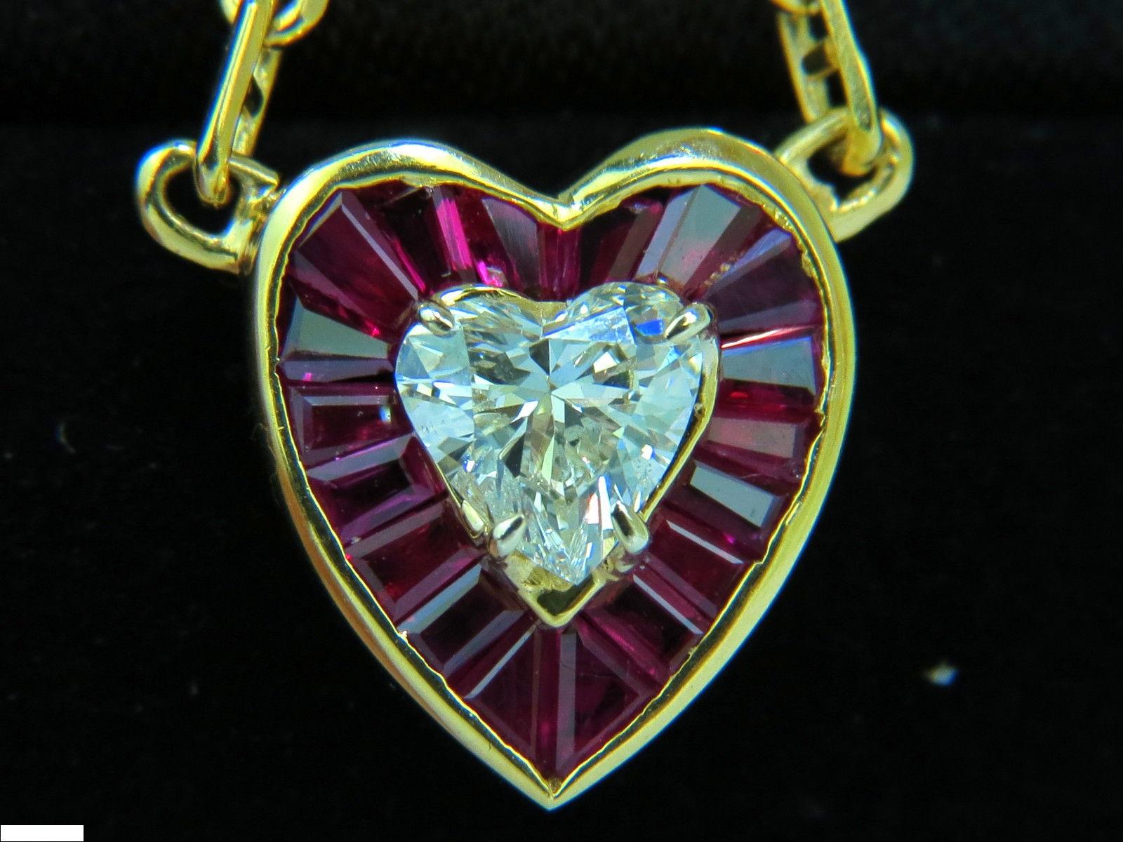 2.36 Carat Natural Brilliant Heart Diamond Gem Ruby Pendant 14 Karat Custom 4