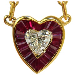 2.36 Carat Natural Brilliant Heart Diamond Gem Ruby Pendant 14 Karat Custom