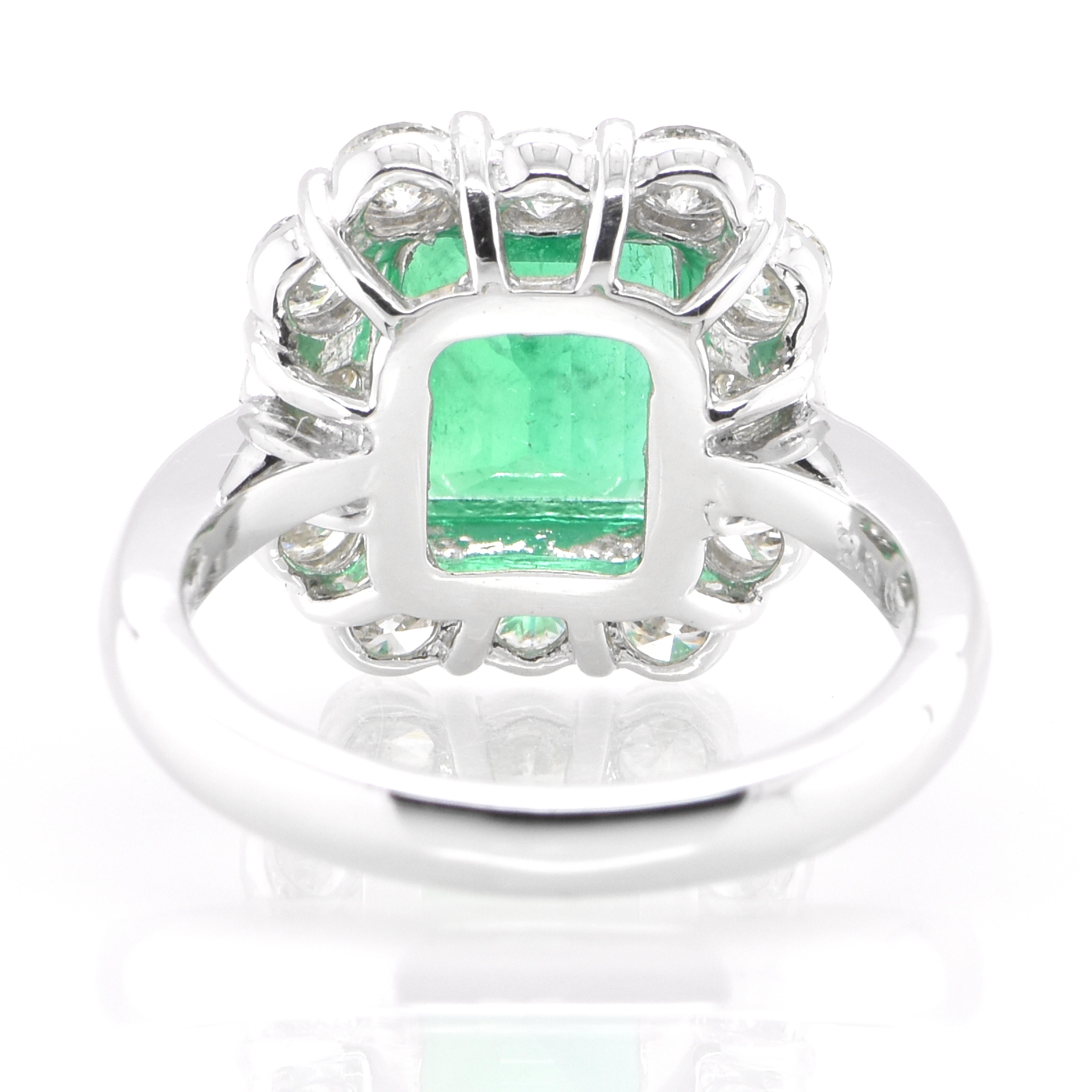 2.36 Carat Natural Colombian Emerald and Diamond Ring Set in Platinum 1