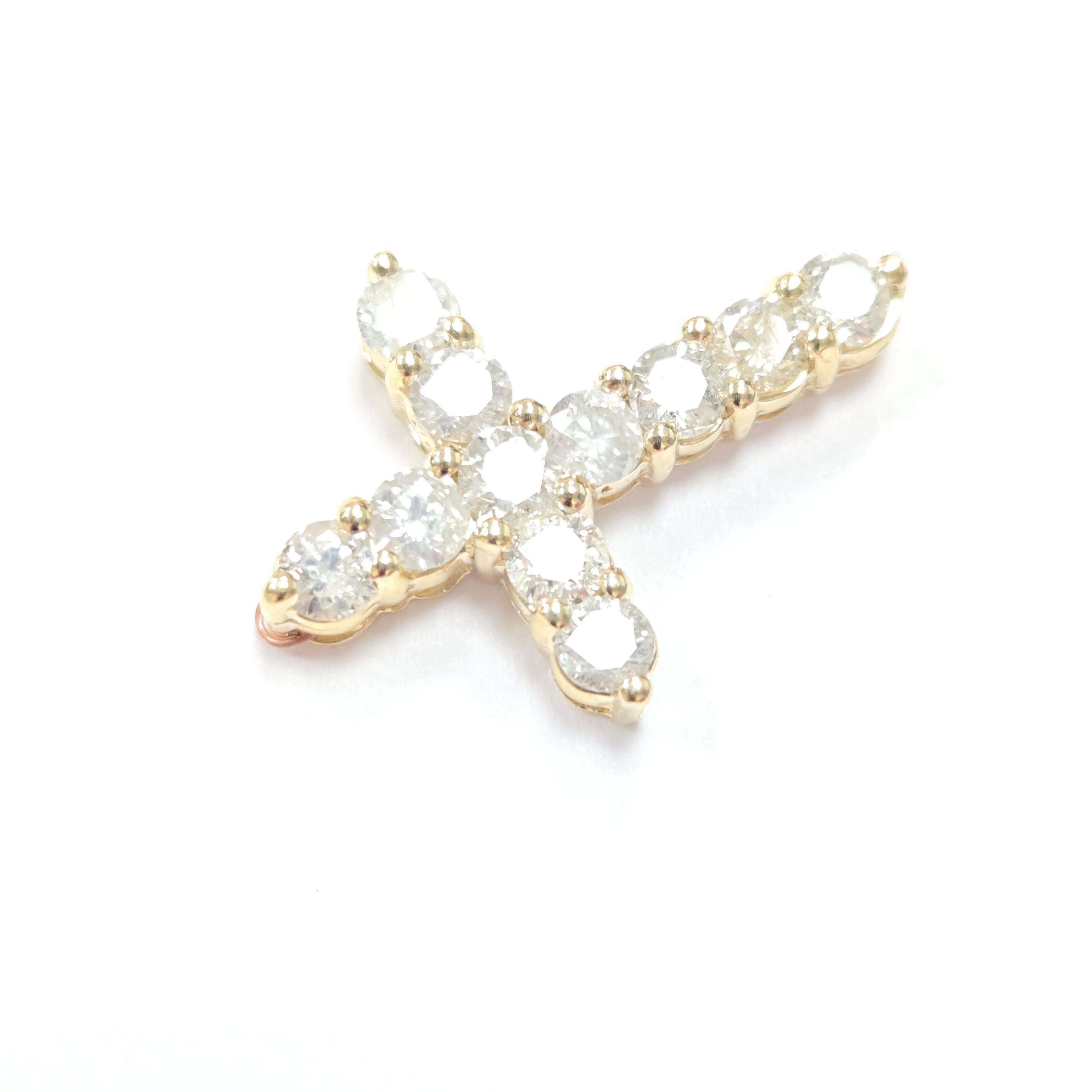 2.36 Carat Natural Diamond Cross Pendant 14 Karat Yellow Gold In New Condition In Great Neck Plaza, NY
