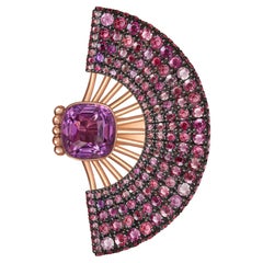 2,36 Carat Natural Purple Sapphire 18 Karat Rose Gold "Fan" Cocktail Ring by D&A