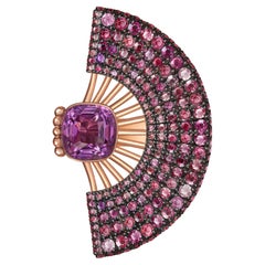 3, 11 Carat Natural Purple Sapphire 18 Karat Rose Gold "Fan" Cocktail Ring by D&A