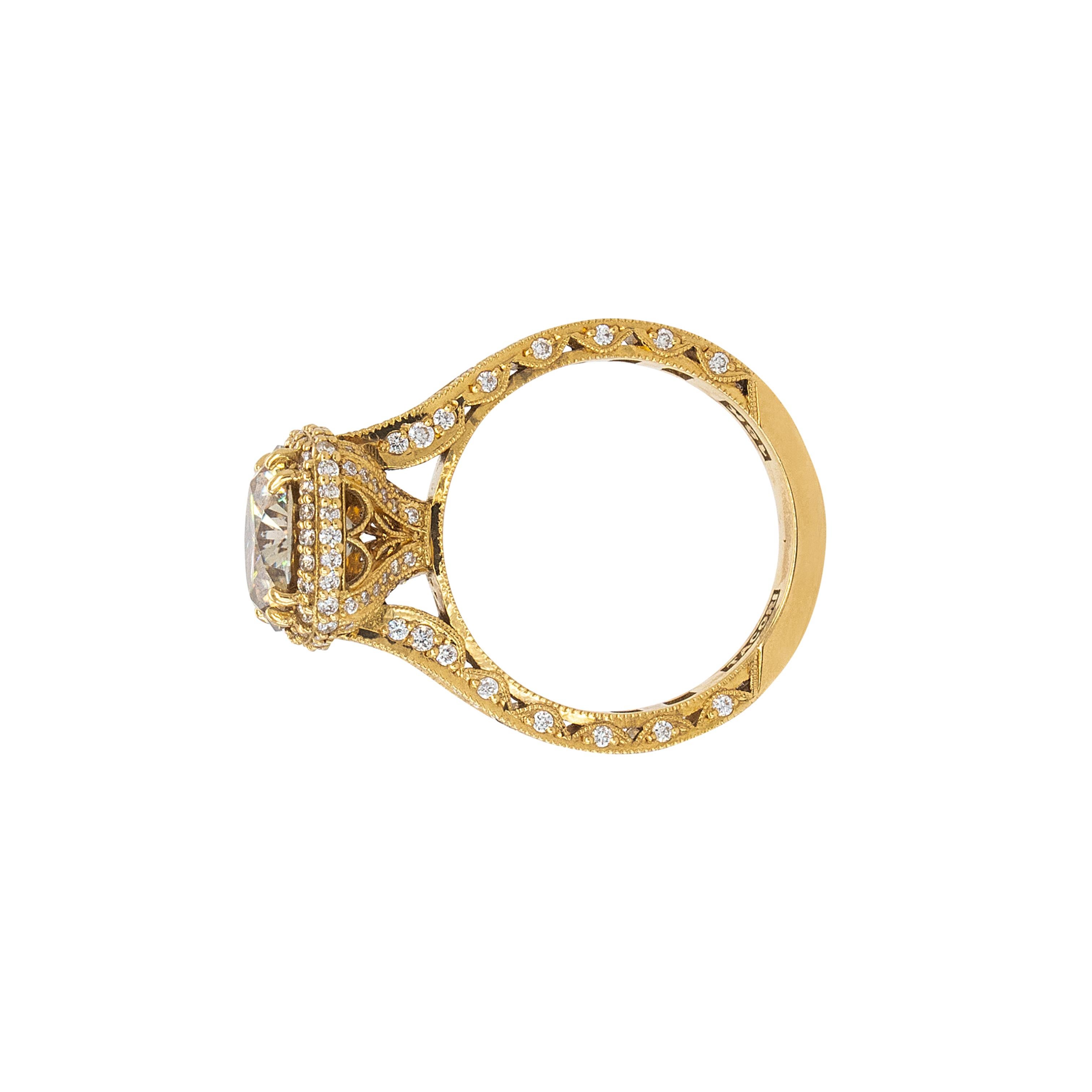 2,36 Karat Natürlicher Runder Brillant Fancy Diamant Verlobungsring im Angebot 6