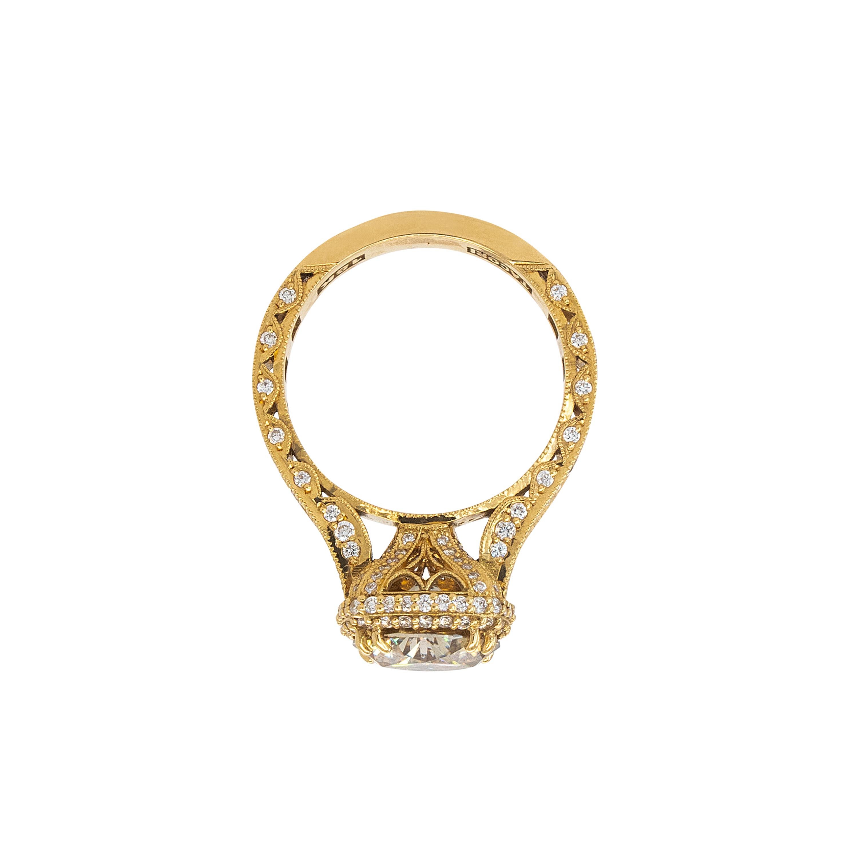 2,36 Karat Natürlicher Runder Brillant Fancy Diamant Verlobungsring im Angebot 5