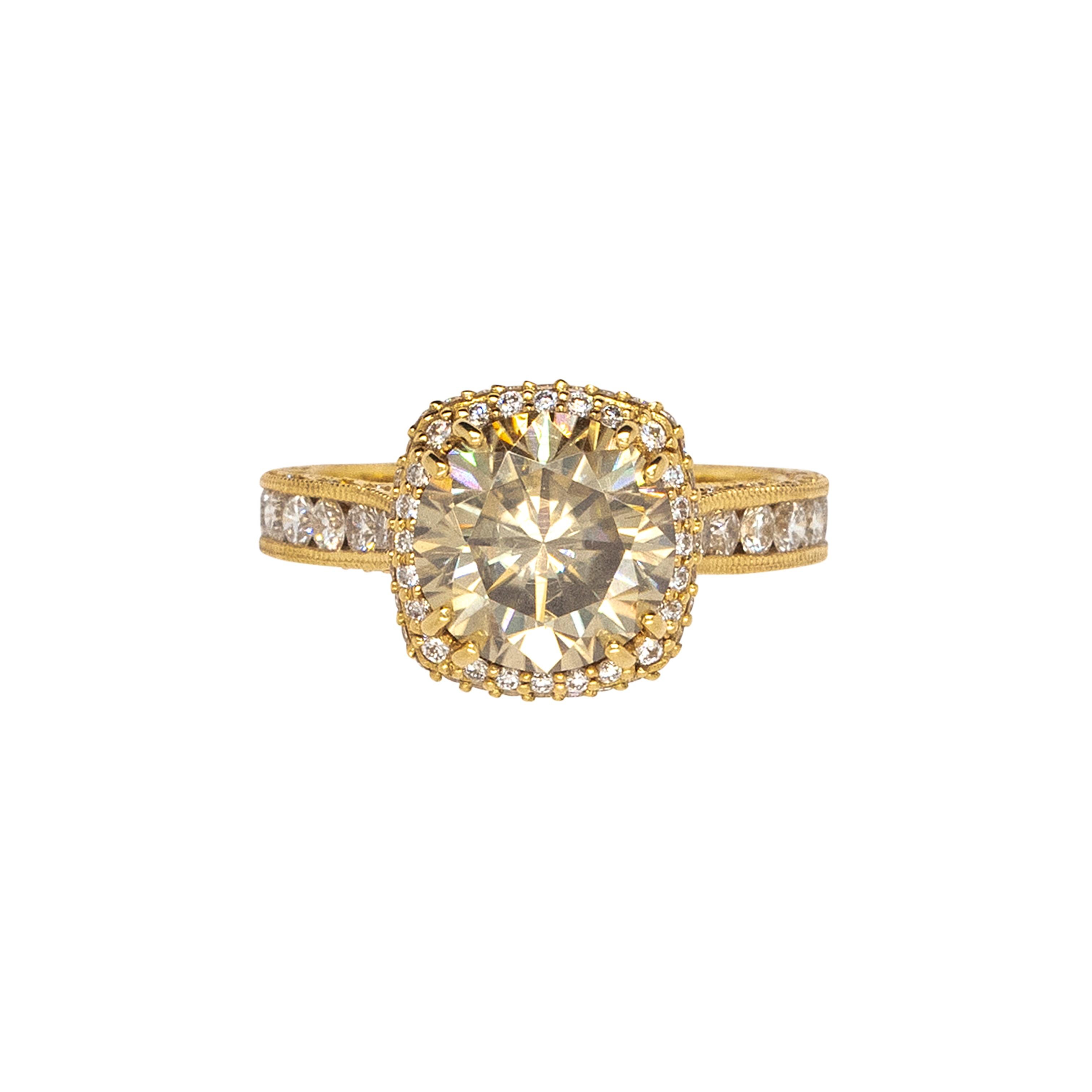 2,36 Karat Natürlicher Runder Brillant Fancy Diamant Verlobungsring im Angebot 3