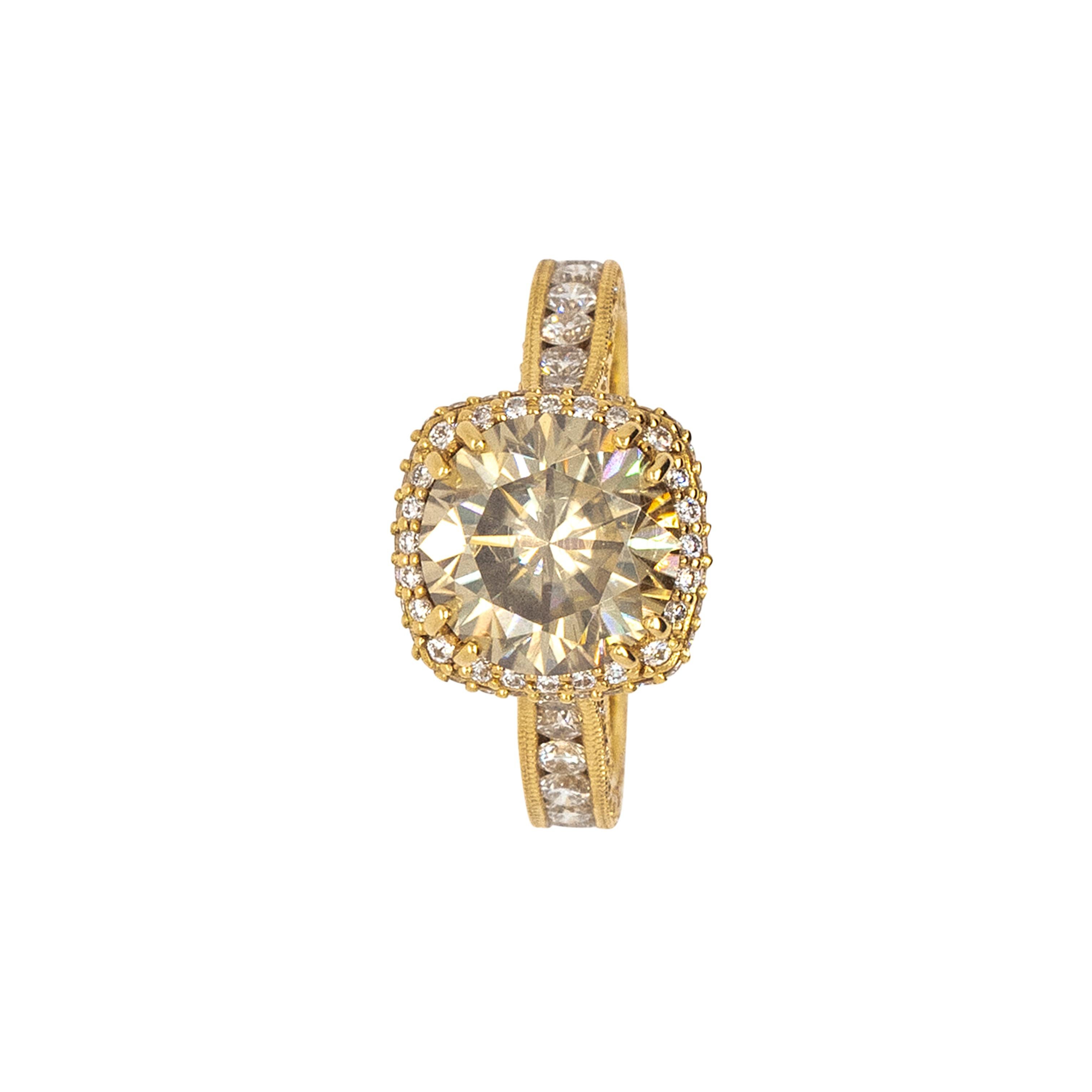 2,36 Karat Natürlicher Runder Brillant Fancy Diamant Verlobungsring im Angebot 13