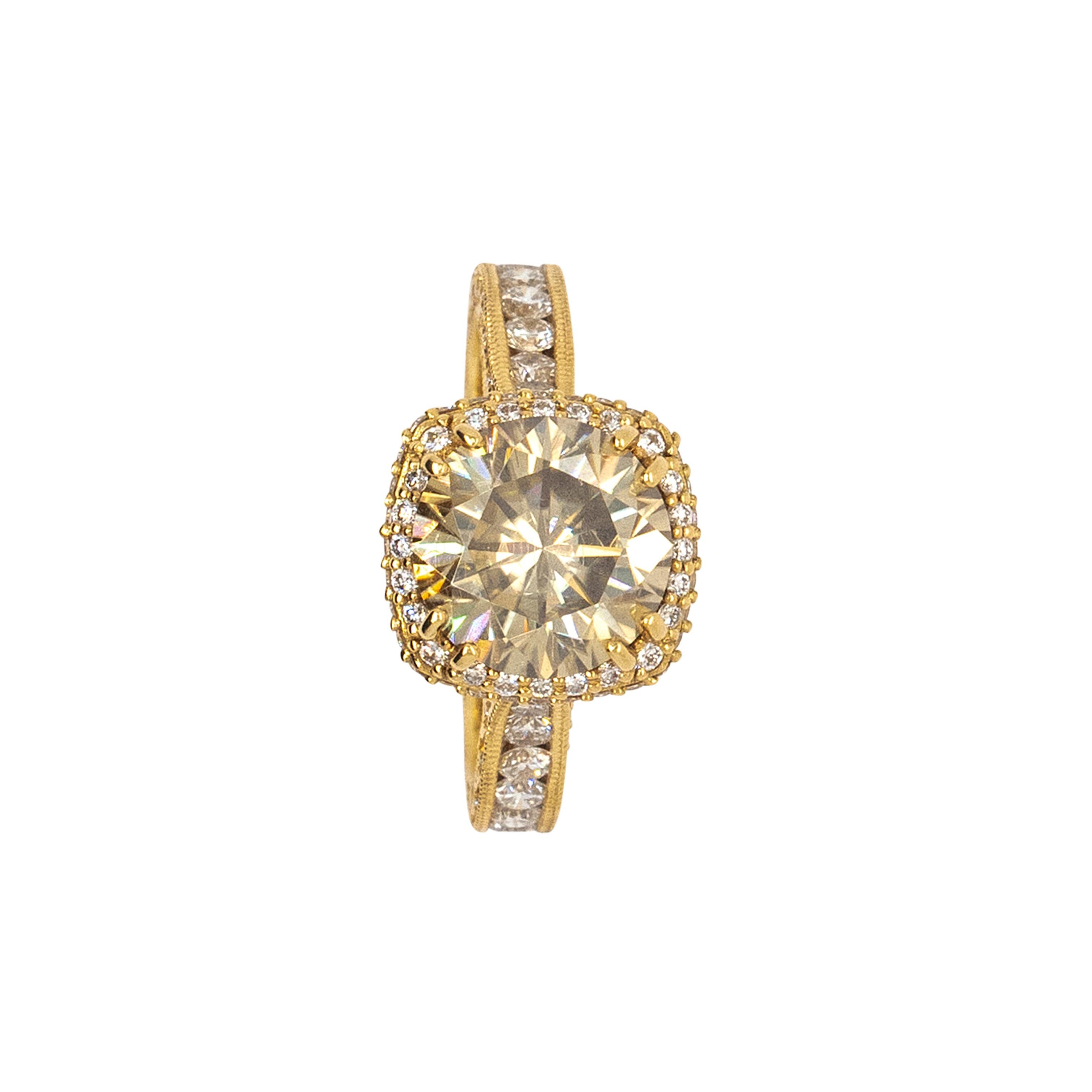 2,36 Karat Natürlicher Runder Brillant Fancy Diamant Verlobungsring im Angebot 14