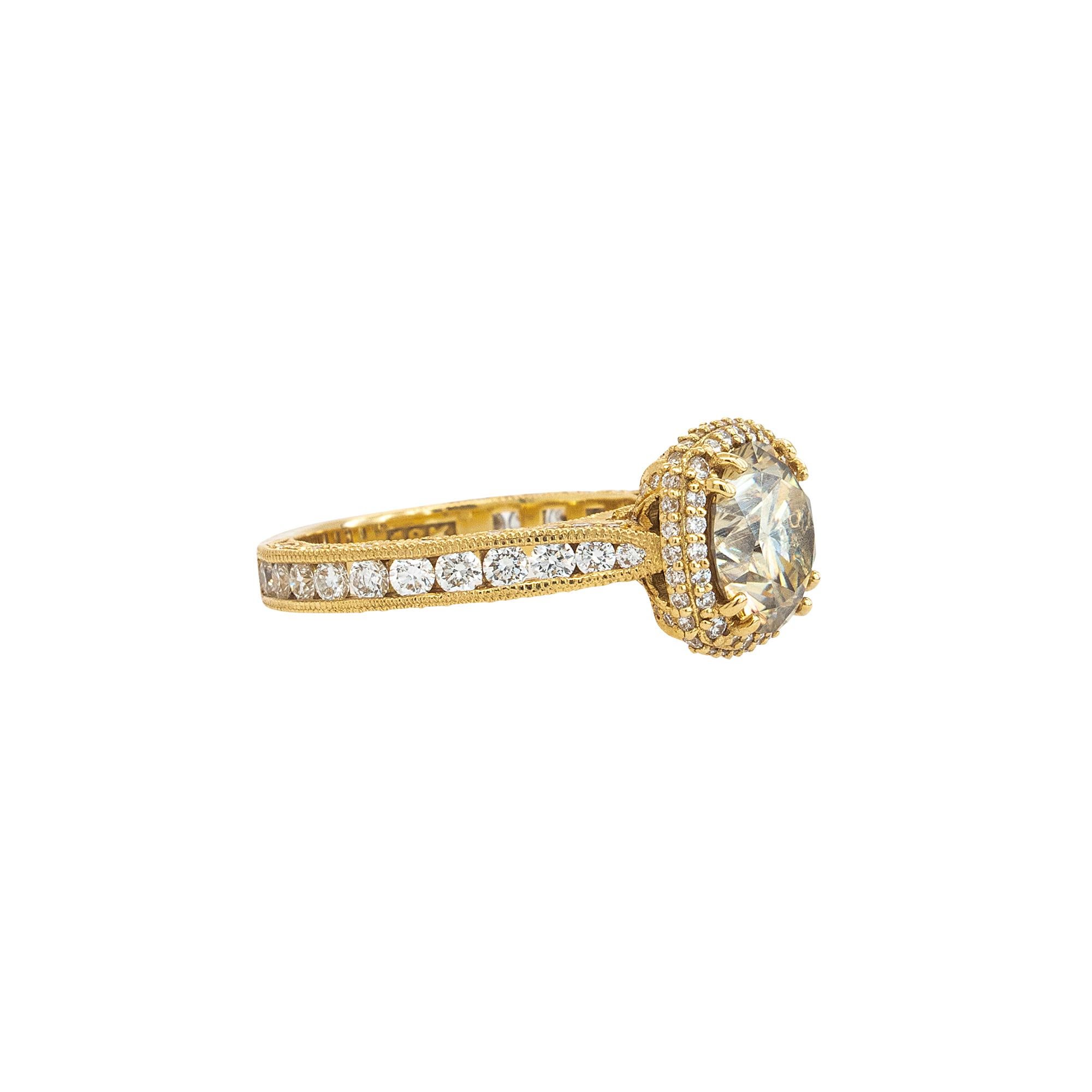 2,36 Karat Natürlicher Runder Brillant Fancy Diamant Verlobungsring (Rundschliff) im Angebot