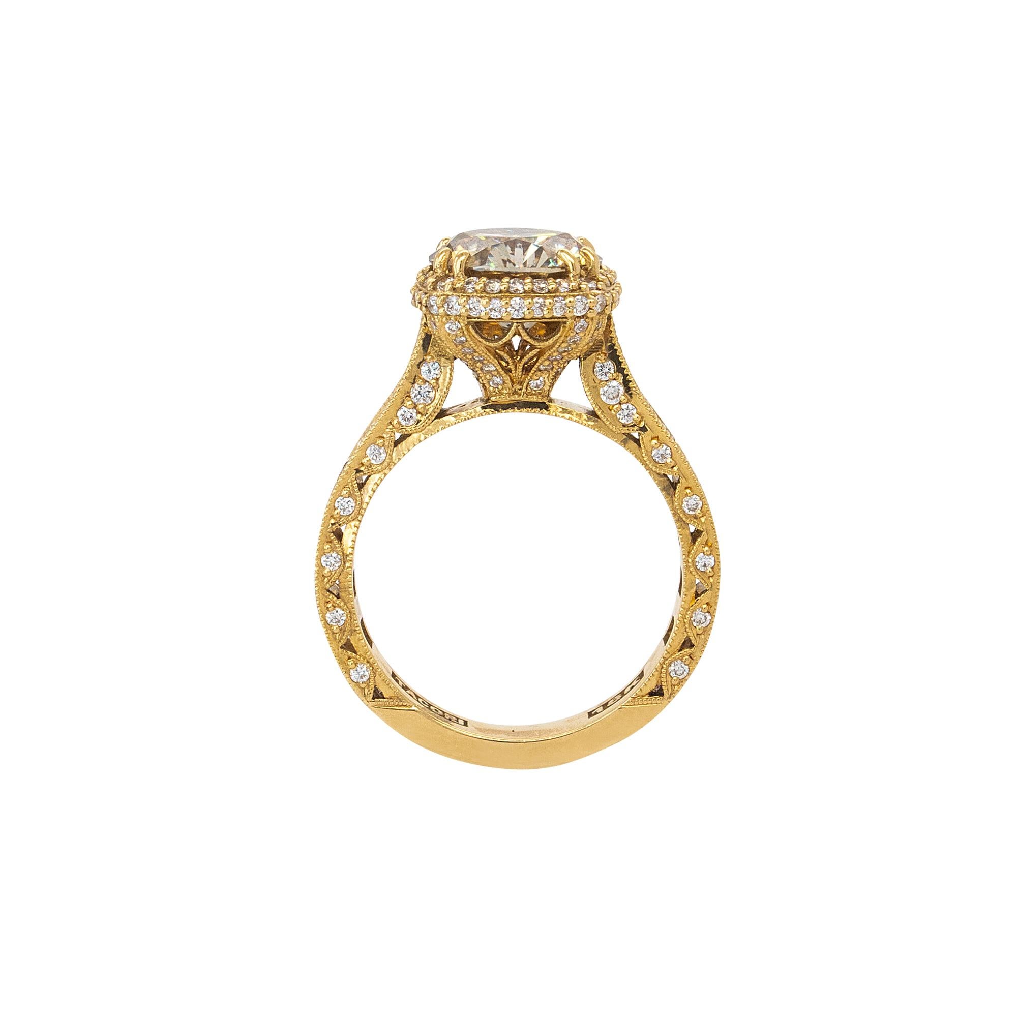 2,36 Karat Natürlicher Runder Brillant Fancy Diamant Verlobungsring im Angebot 4