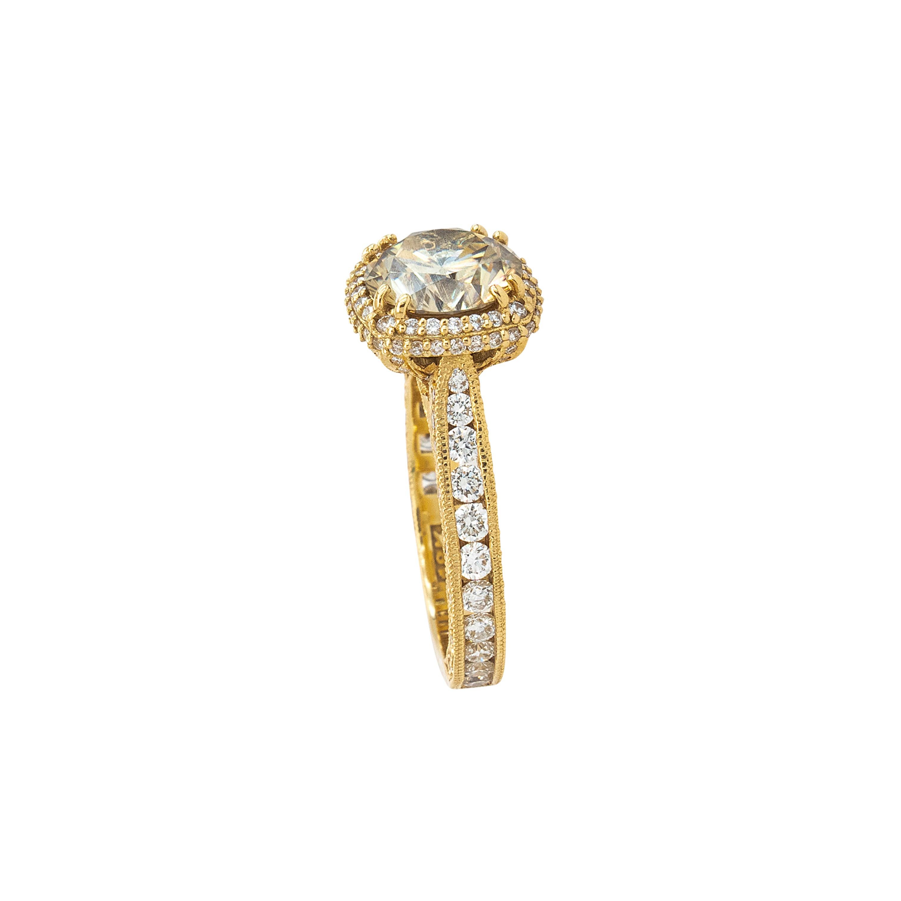 2,36 Karat Natürlicher Runder Brillant Fancy Diamant Verlobungsring im Angebot 8