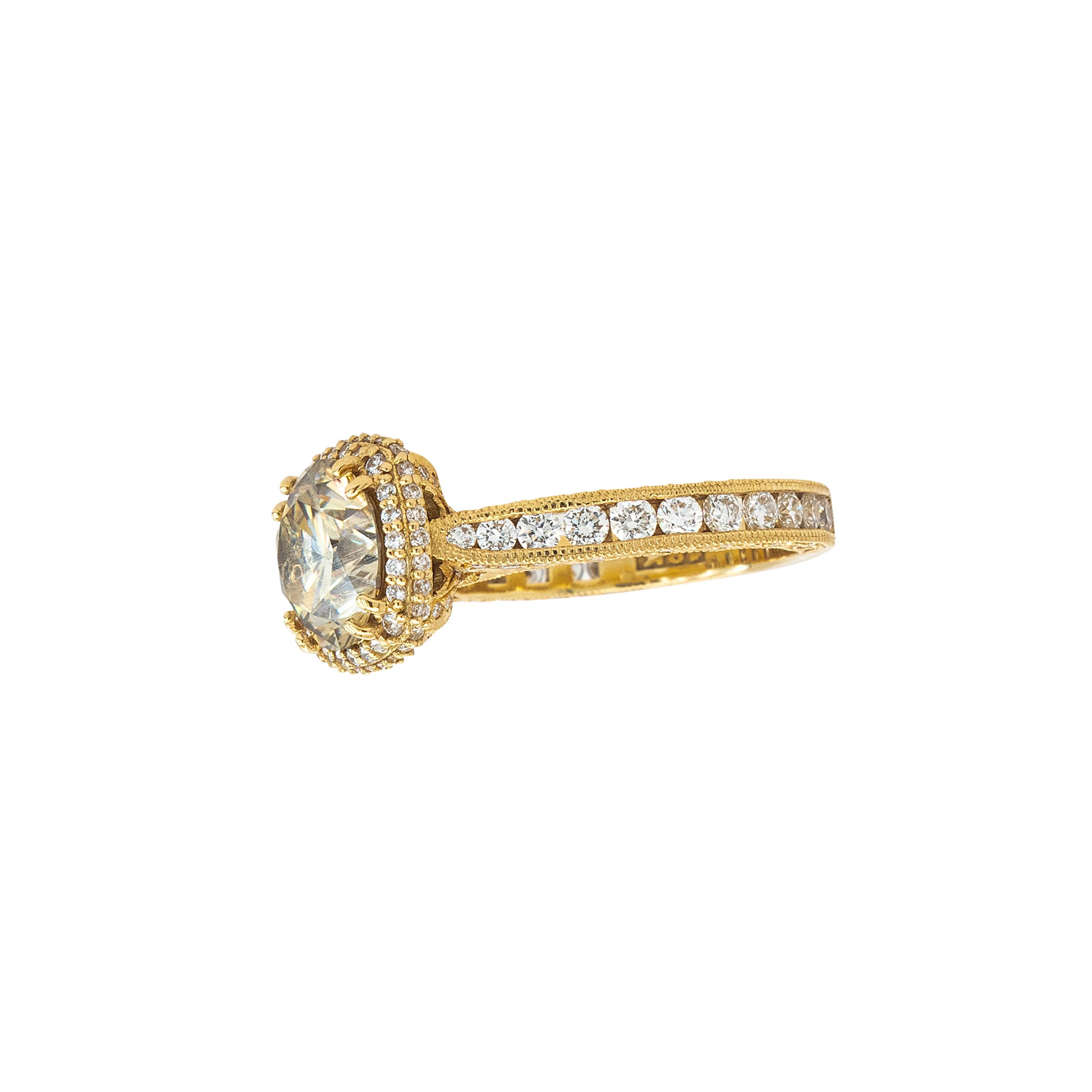 2,36 Karat Natürlicher Runder Brillant Fancy Diamant Verlobungsring im Angebot 2