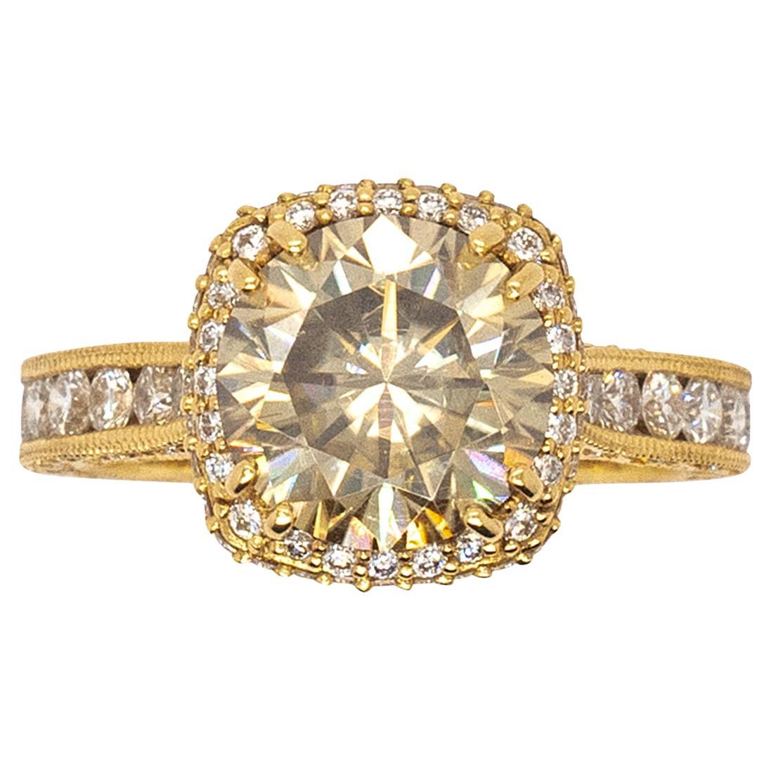 2.36 Carat Natural Round Brilliant Fancy Diamond Engagement Ring