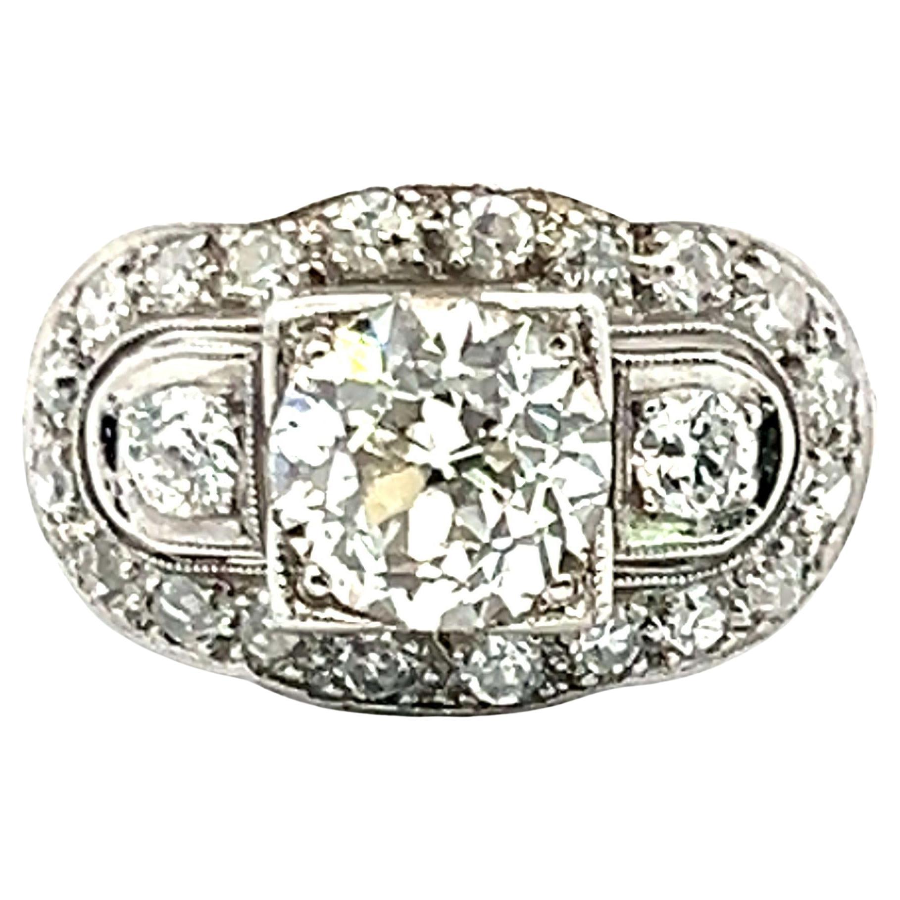 Bague de fiançailles ancienne en platine avec diamant rond et taille européenne de 2,36 carats en vente