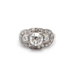 2.36 Carat Old European Cut and Round Diamond Platinum Engagement Ring