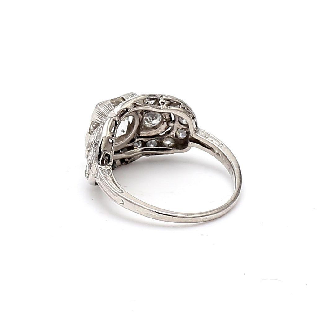 2.36 Carat Old European Cut and Round Diamond Platinum Engagement Ring For Sale 2