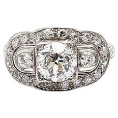 2.36 Carat Old European Cut and Round Diamond Platinum Engagement Ring