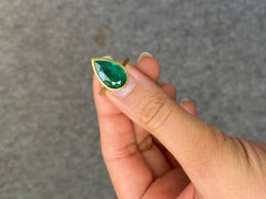 2.36 Carat Pear Shape Colombian Emerald Engagement Ring