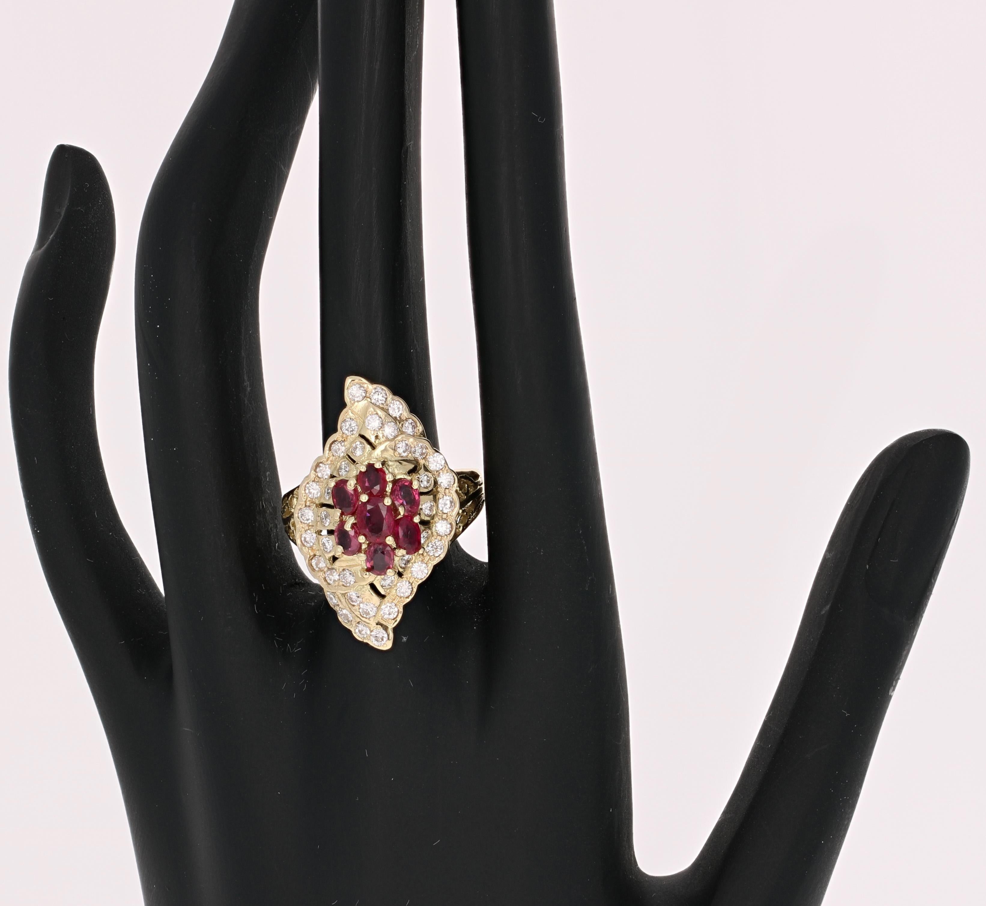 2.36 Karat Rubin-Diamant-Ring aus 14 Karat Gelbgold im Zustand „Neu“ im Angebot in Los Angeles, CA